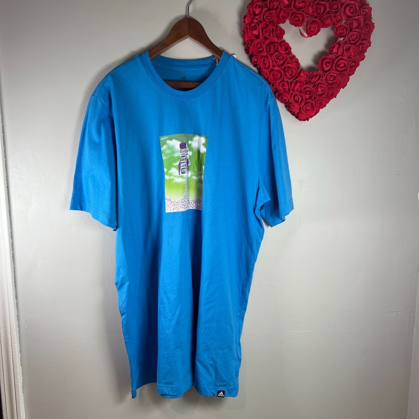 Adidas Shirt Mens XLT Big & Tall Blue Boost Rocket Graphic Tee T-Shirt HK6760