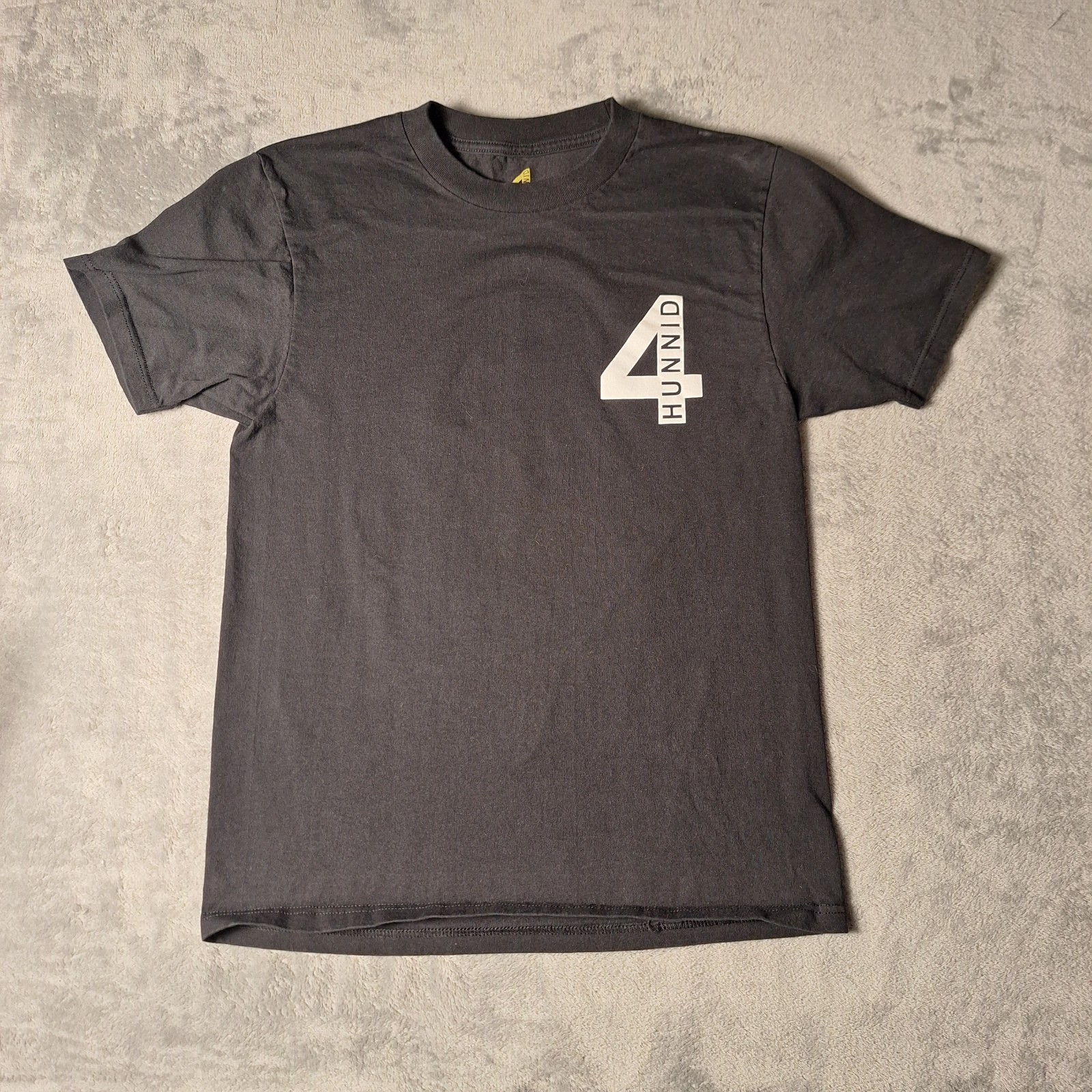 4 Hunnid Rose Black T-Shirt Size Small Streetwear Graphic Tee Double-Sided