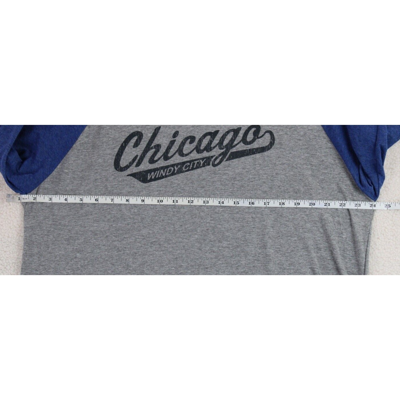 Jezees Blend Chicago Windy City Baseball T-Shirt Mens XL Gray Blue Raglan