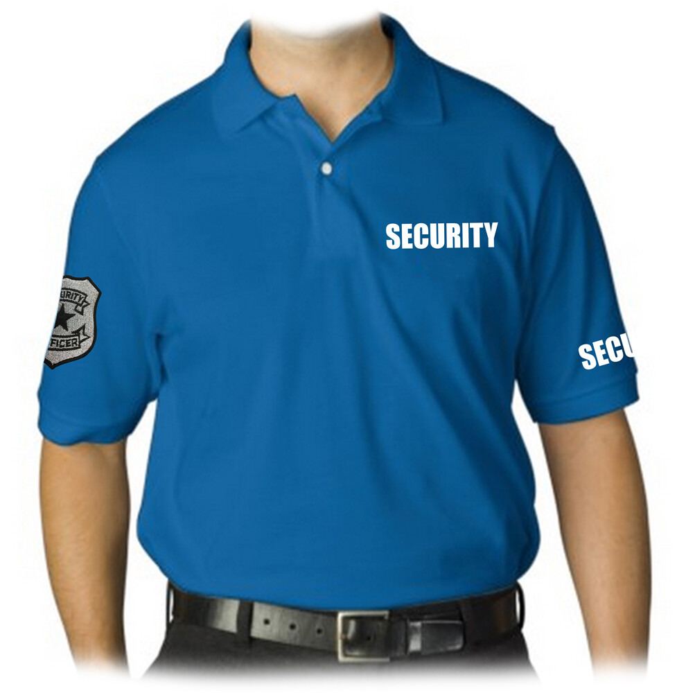 MEN’S PRINTED SECURITY EMBROIDERY BADGE POLICE STAFF UNIFORM COLLAR POLO T-SHIRT