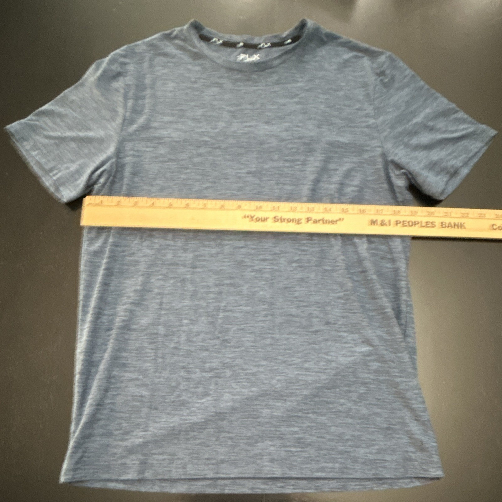 FLX Men’s Blue Crew Neck Short Sleeve Jersey T-Shirt Logo Polyester Spandex M
