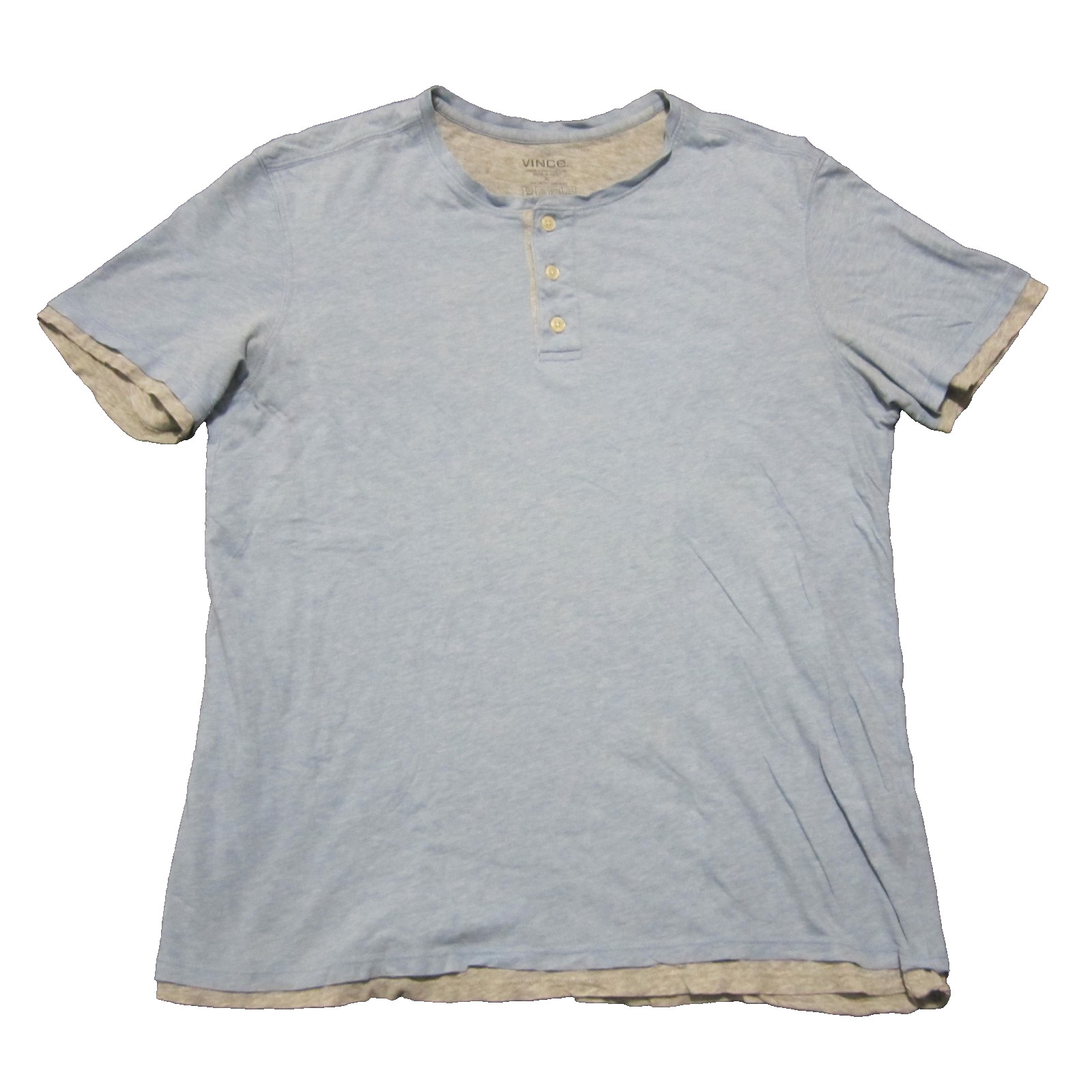 Vince Button Collar Shirt Mens M Light Blue Double Layered Pima Cotton SS