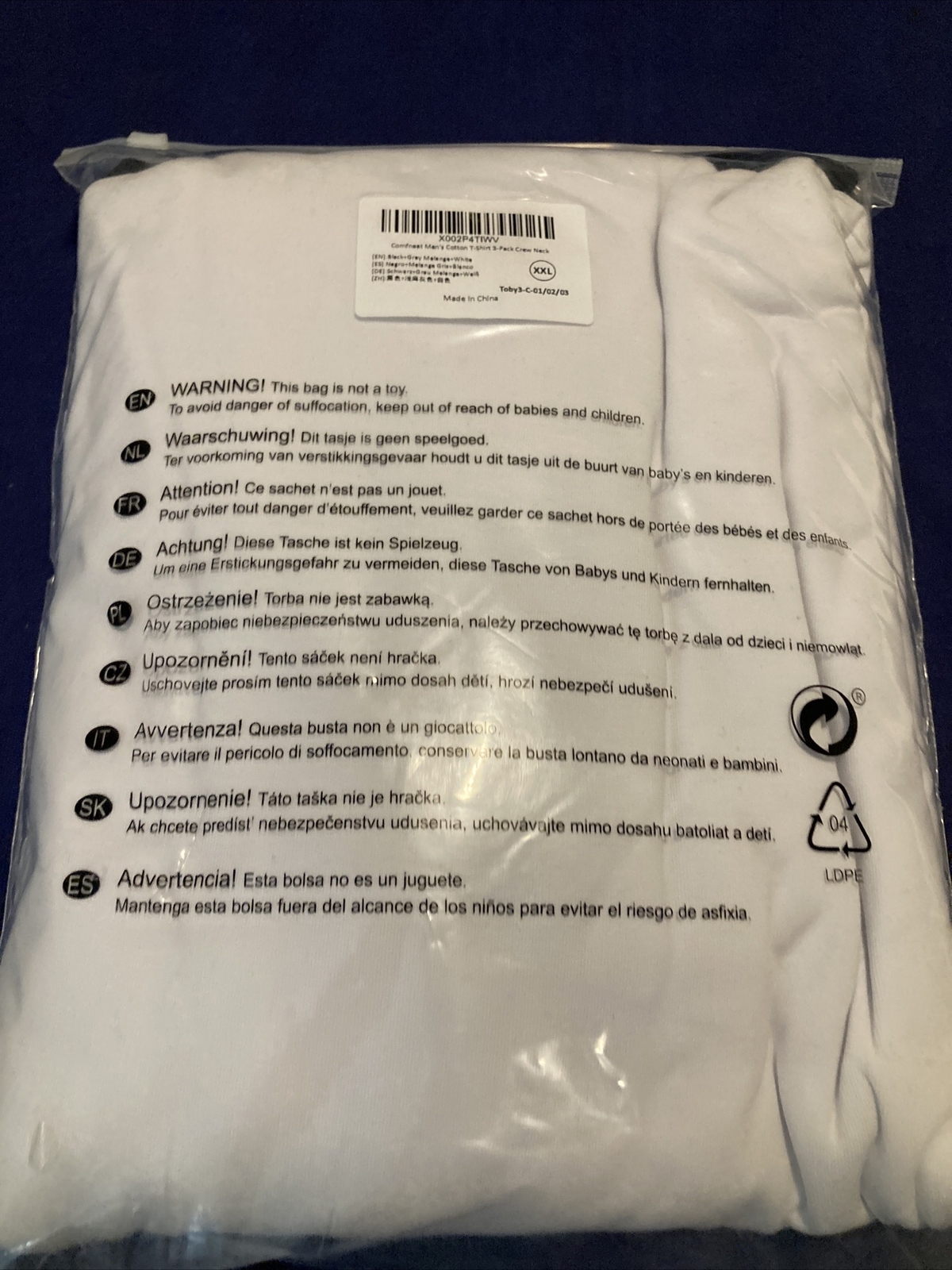 Comfneat Men’s 3-Pack Undershirts Cotton Spandex StretchyWhite gray and black