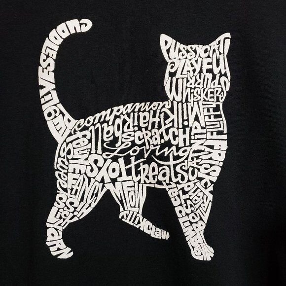 LA Pop Art long sleeve cat shirt made of words men’s size small