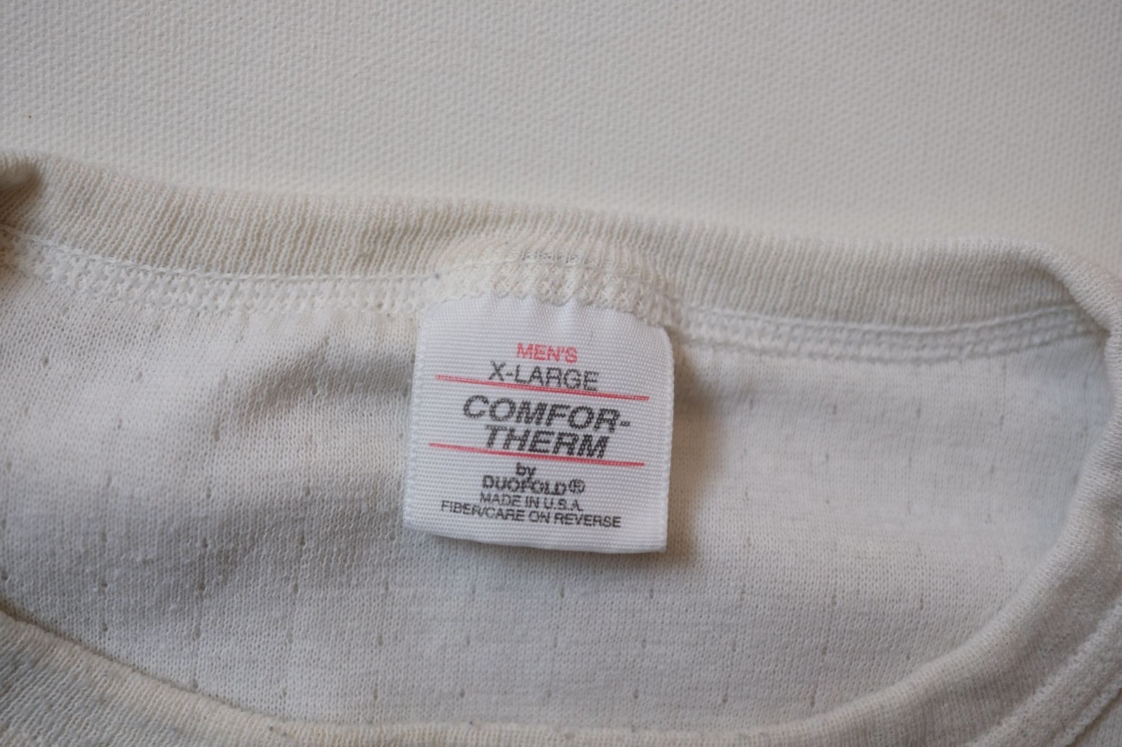 DUOFOLD THERMAL VTG 90s RETRO USA MADE COMFOR THERM WHITE OUTDOOR SHIRT XL