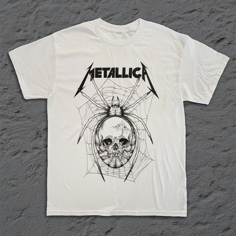 Vtg Metallica Spider Hard Rock Band White T-shirt Size S-5XL