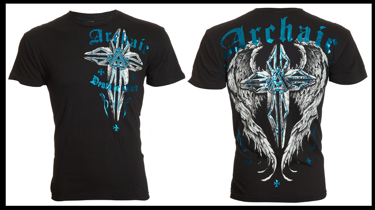 ARCHAIC by AFFLICTION Black FERAL Short Sleeve Slim Fit Y2K T-shirt NWT