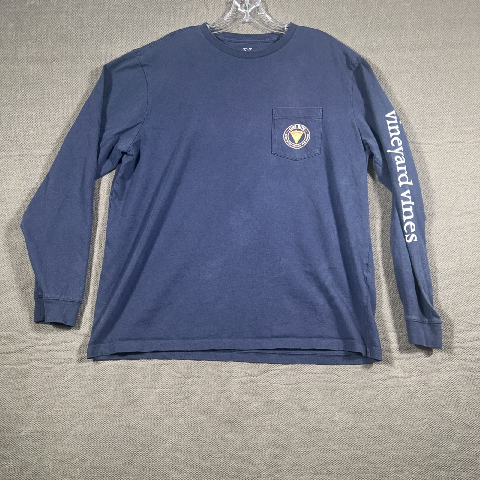 Vineyard Vines One Bite Pizza Shirt Mens Large L Blue Long Sleeve Cotton Logo