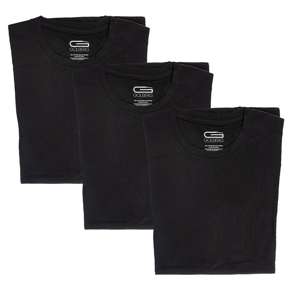 GOLBERG 3 Pack Men’s Undershirts – SOFT Cotton Polyester Blend Crew Neck T-Shirt