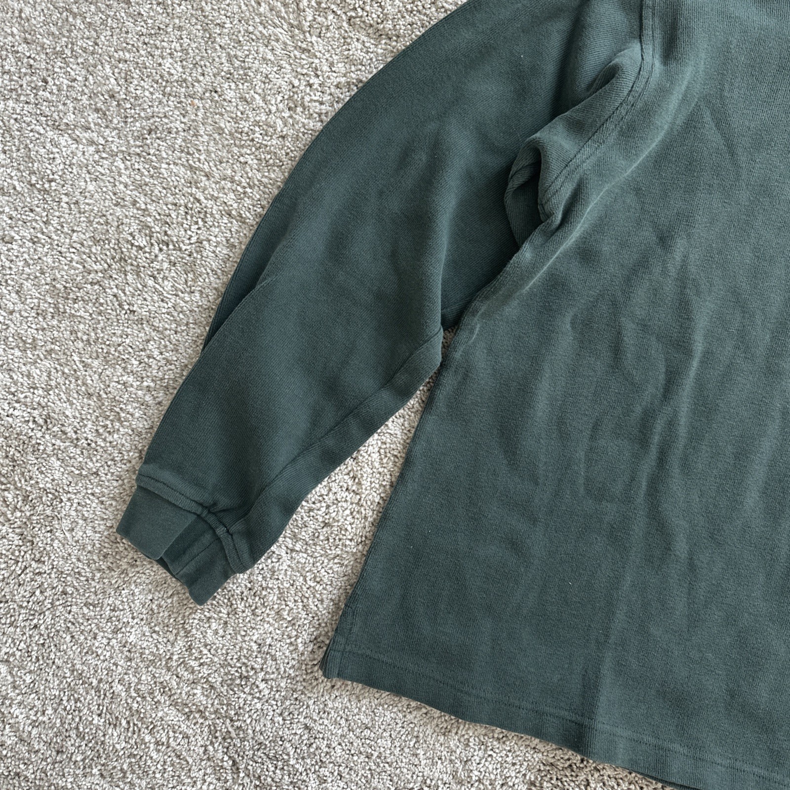 IZOD 1/4 Zip Pullover Mens Large L Forest Green 100% Cotton Mock Neck Sweatshirt