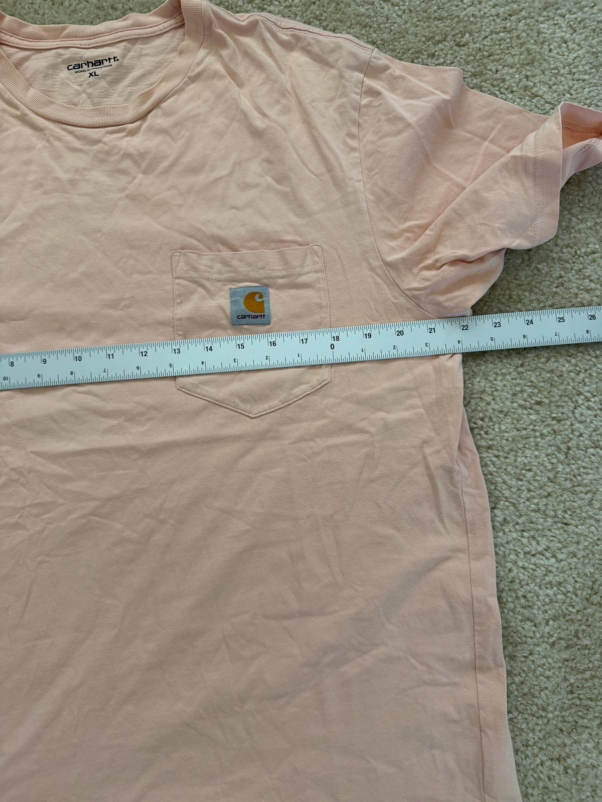 Carhartt Men’s Pink Solid Pocket Logo Short Sleeve Crew Neck T-Shirt Size XL