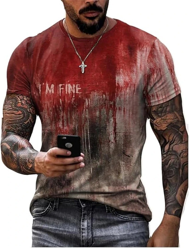 Im Fine Bloody Shirt Halloween Bloody Cloth Men Horror Tshirts Funny Shirts Gift