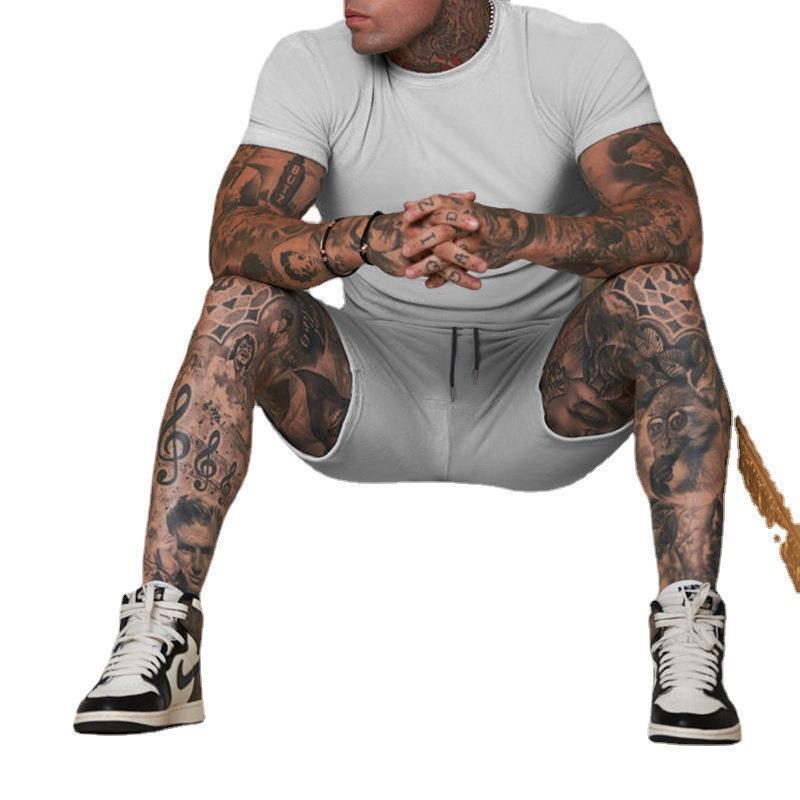 Men’s Summer Outfit 2-Piece Set Sweatsuit Short Sleeve T Shirts & Shorts Set Hot