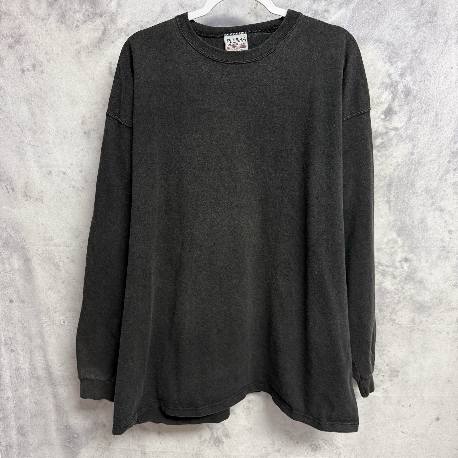 Vintage Pluma Shirt Mens 2XL XXL Black Long Sleeve Heavyweight Cotton USA