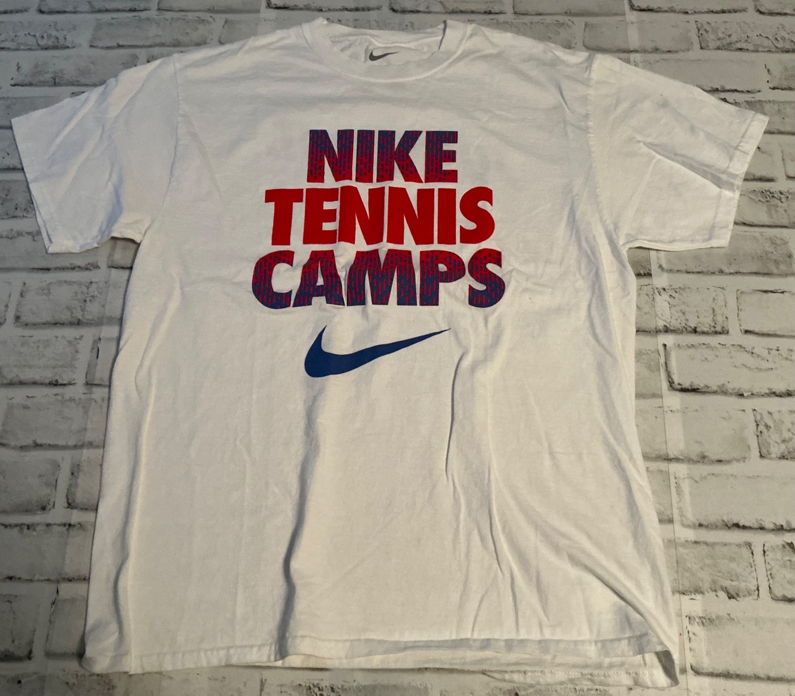 Nike Shirt Men Small White Solid Tennis Camp Tee Crew Neck Pullover Adult L G G
