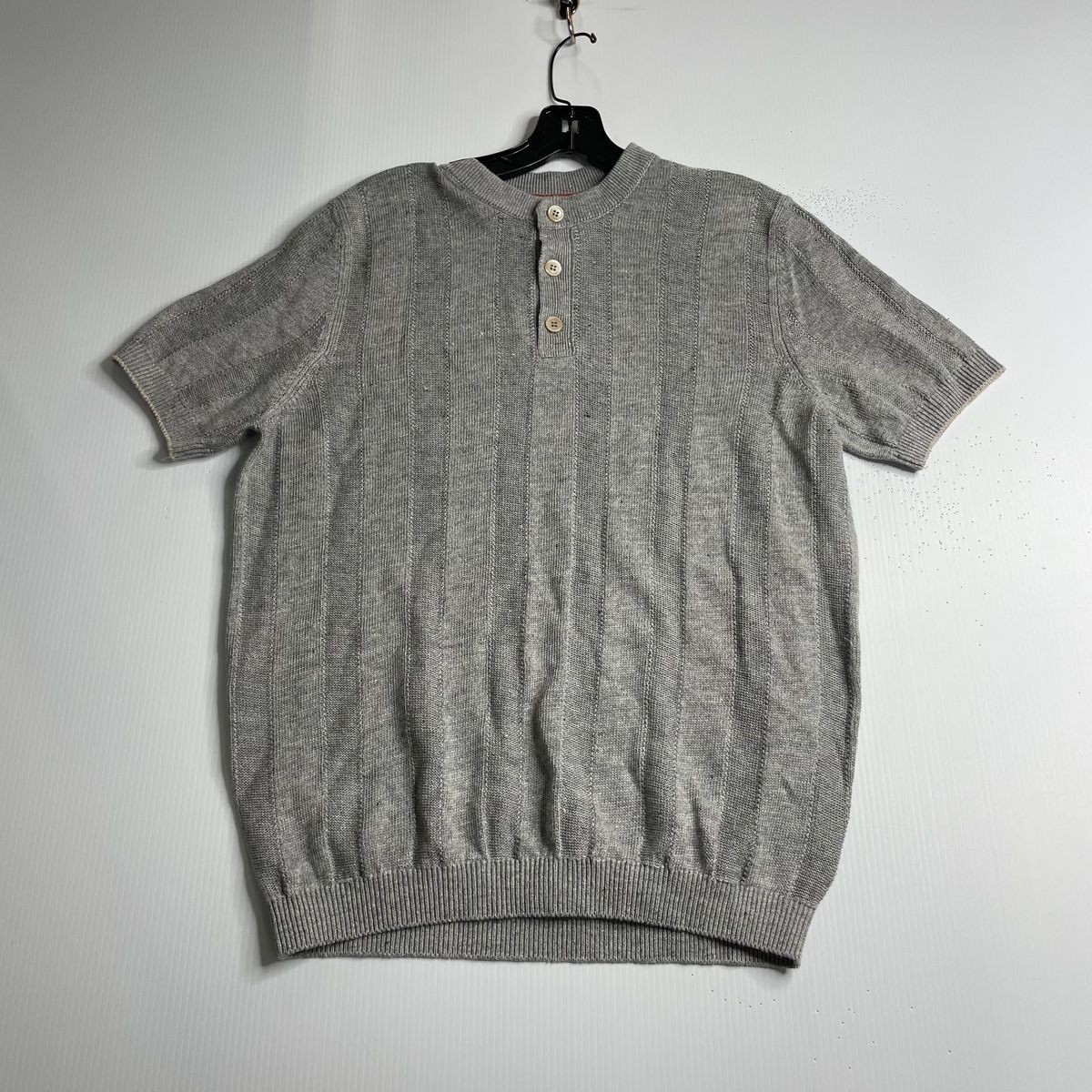 BRUNELLO CUCINELLI Textured Rib Knit T-Shirt Men’s Size US 38 Gray