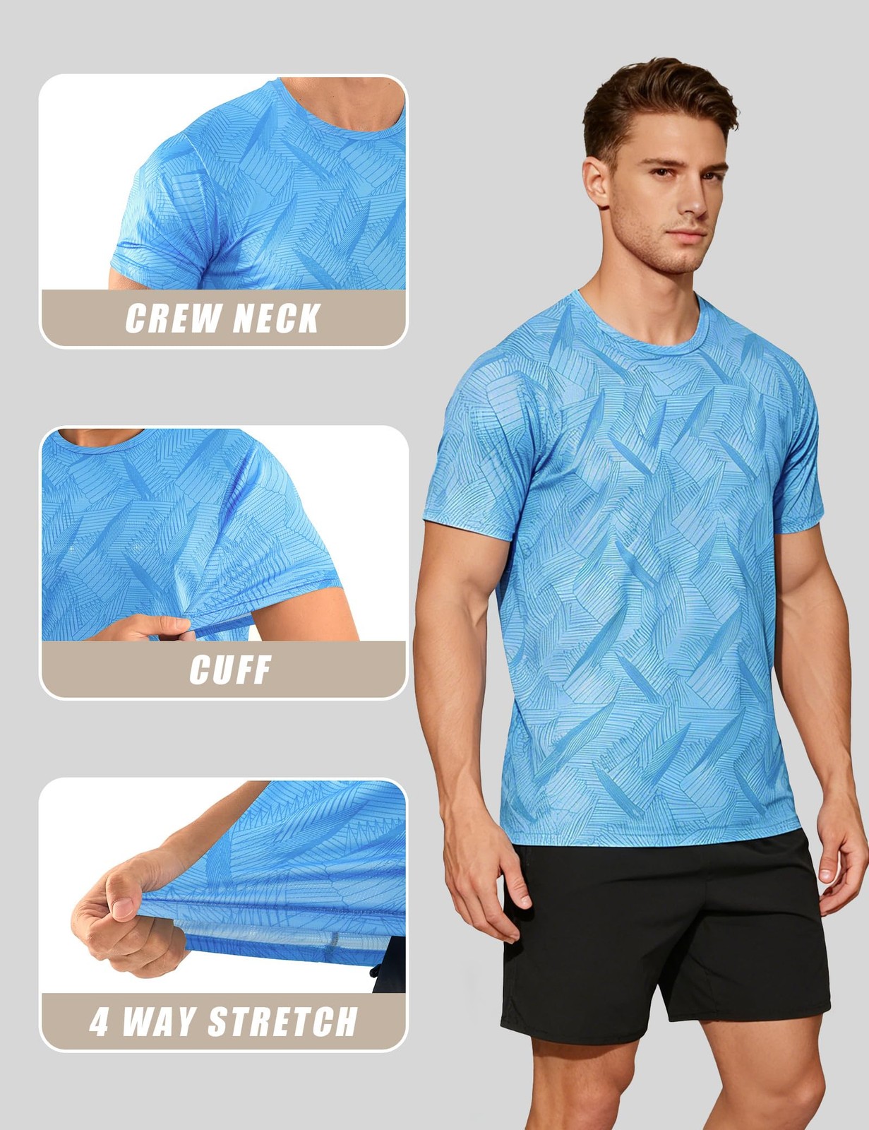 Mens Workout Shirts Quick Dry Athletic Gym T-Shirts – Moisture Wicking Short …
