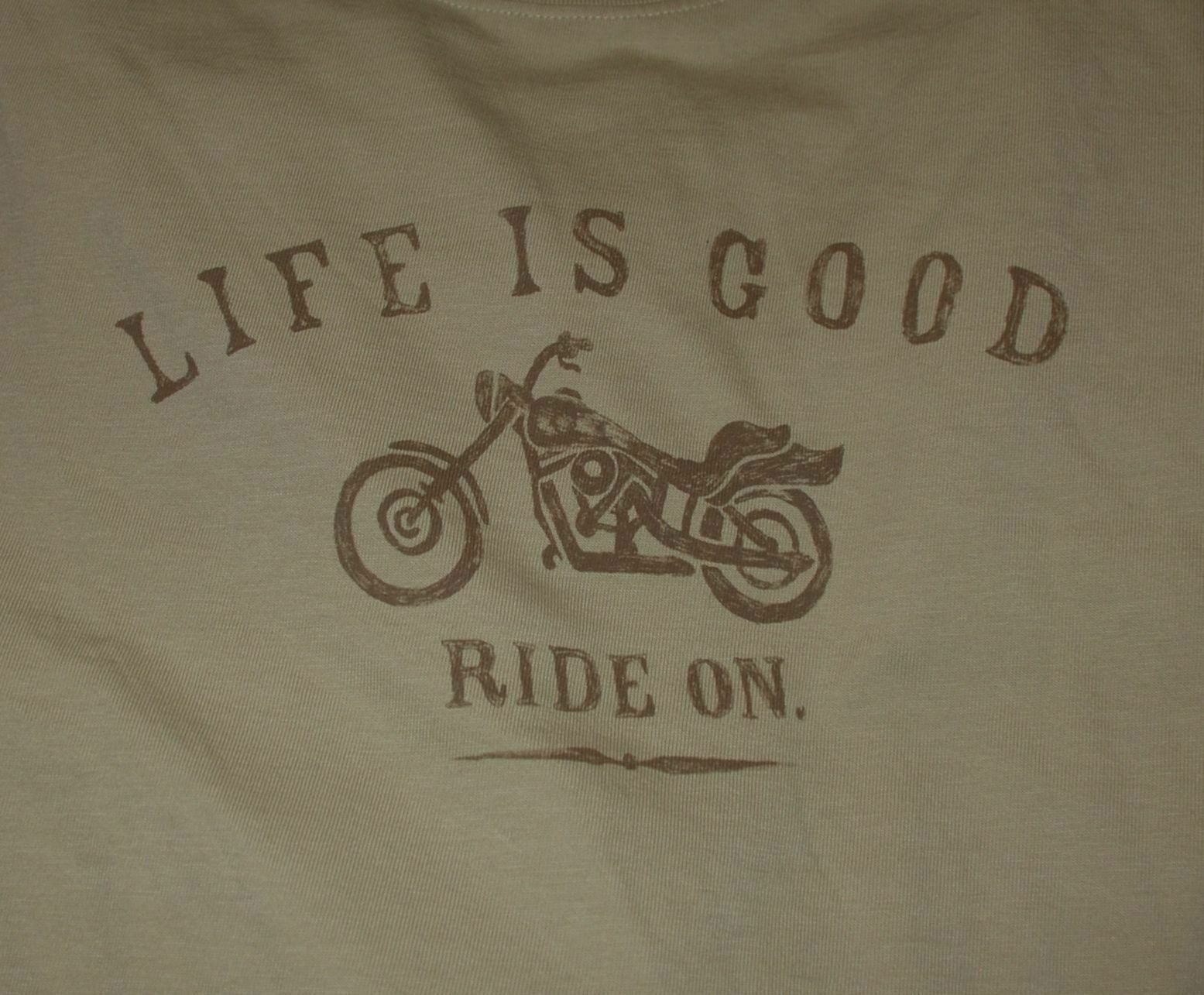 NWT Men’s Life Is Good Ride On Motorcycle Khaki LS Crusher Tee