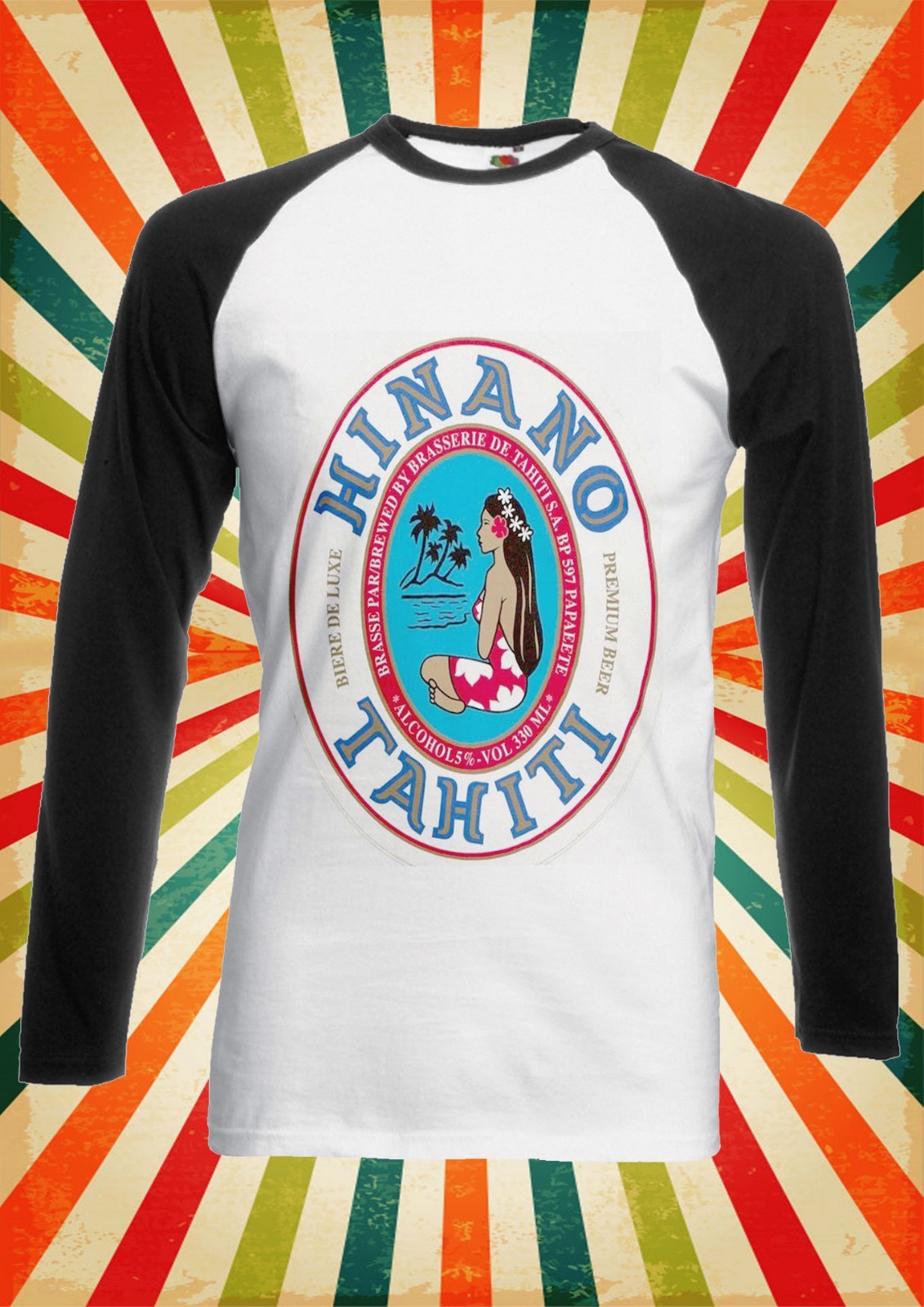 Hinano Beer Papeete Tahiti Men Women Long Short Sleeve Baseball T Shirt 1884