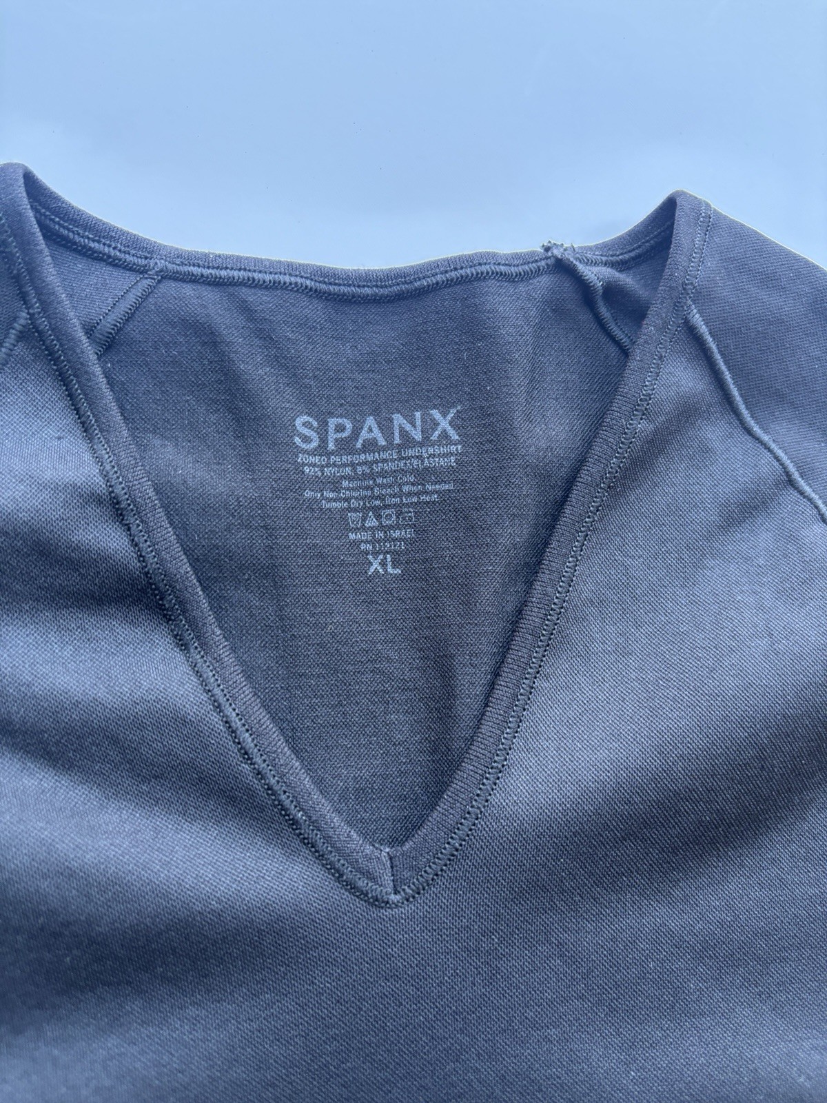 Spanx Cotton Compression Black V Neck Shirt BRAND NEW sz XL