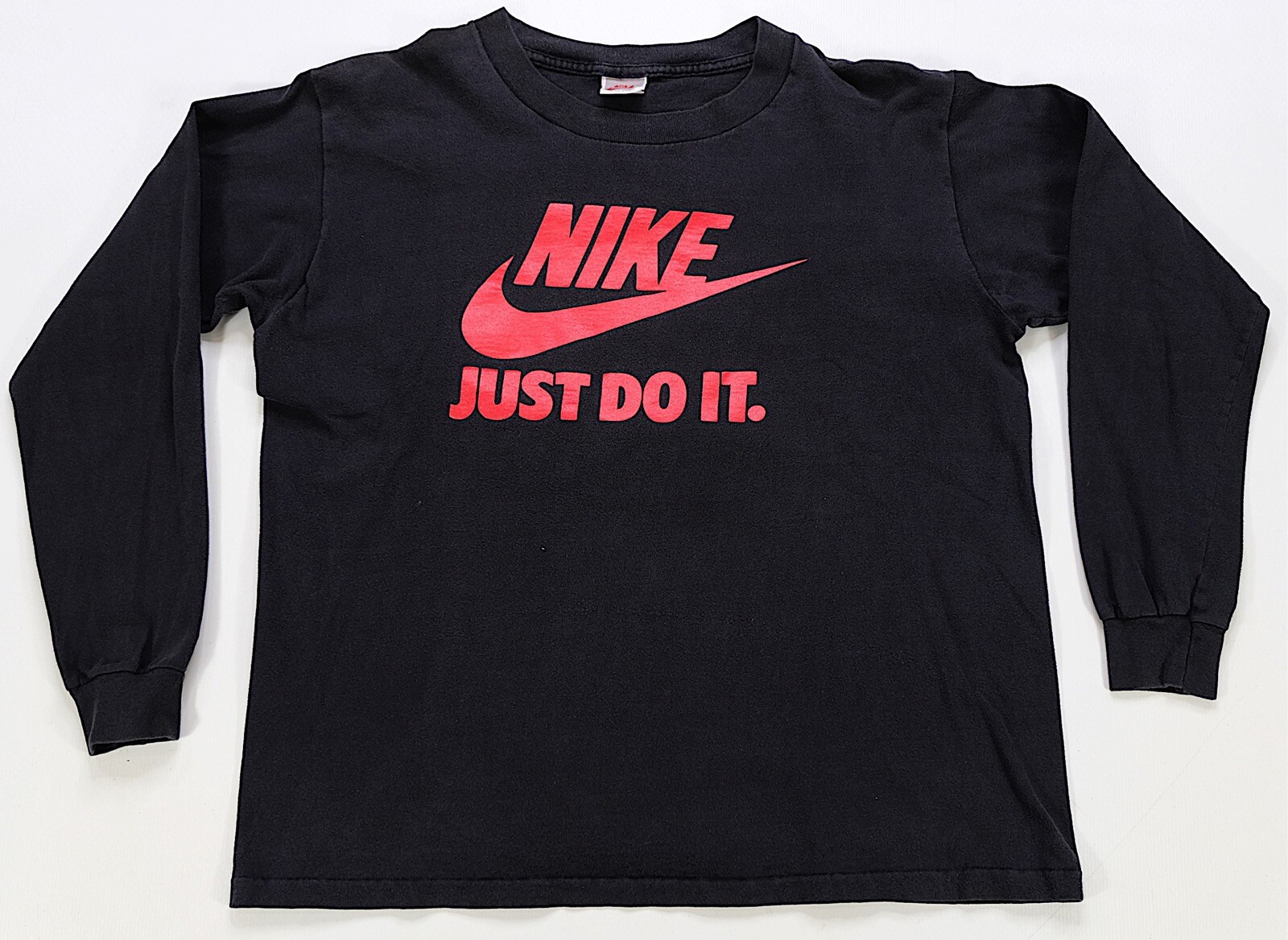 Rare VTG NIKE Just Do It Spell Out Swoosh Long Sleeve T Shirt 80s 90s Black SZ L