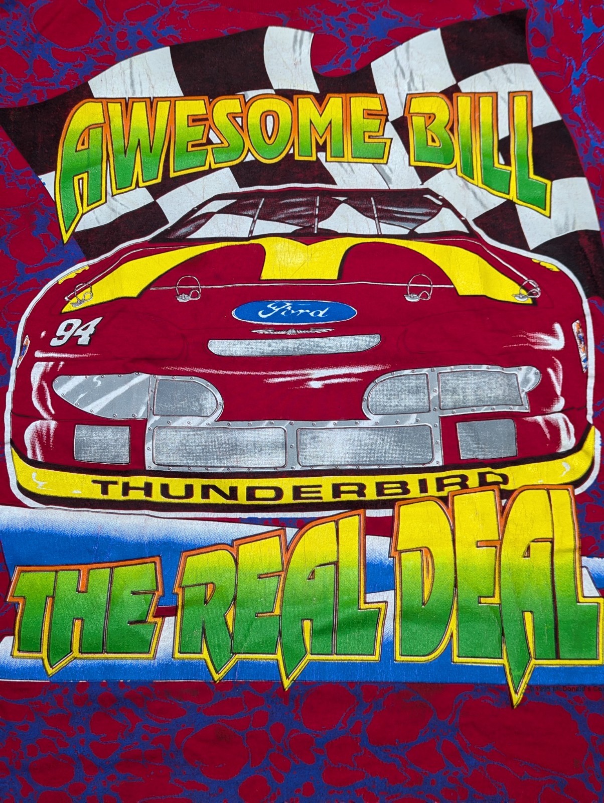 👀🔥 1995 Bill Elliot Awesome Bill The Real Deal Graphic Tee Single Stitch Sz XL