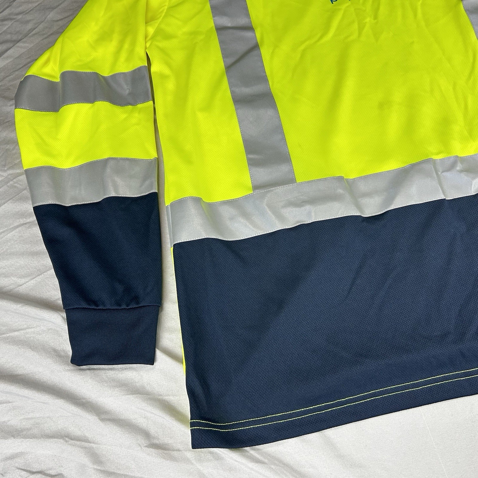PEPSI Recycled Plastic Long Sleeve T-Shirt Large Reflective Neon Yellow NICE!