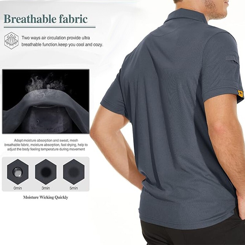 Men’s Tactical Polo T-Shirt Quick Dry Combat Short Sleeve Team Work Casual Shirt
