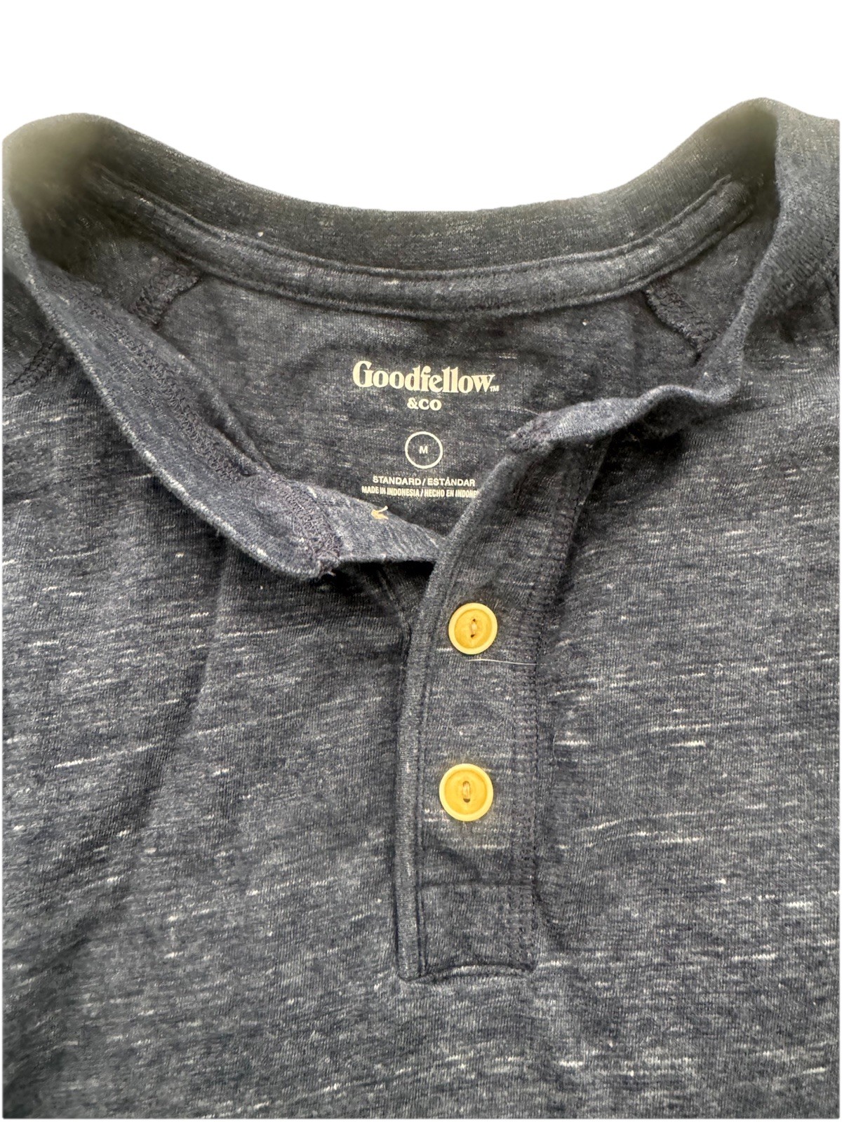 Mens Medium Goodfellow & Co Men Blue Henley Long Sleeve Shirt