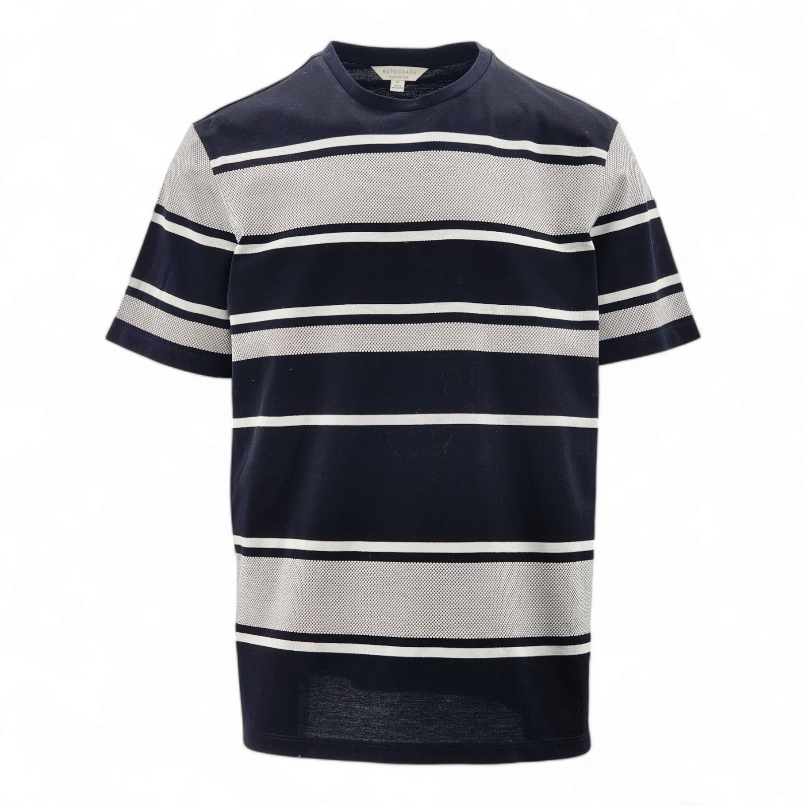 M&S AUTOGRAPH Pure Cotton Striped Textured T-Shirt