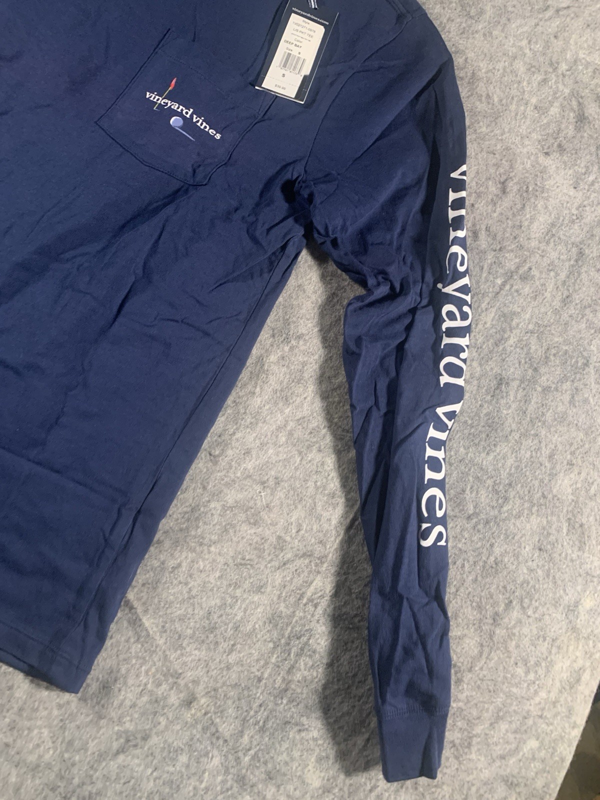 NWT Vineyard Vines Golf Putt Long-Sleeve Pocket Tee T-Shirt Blue Men’s Small NEW
