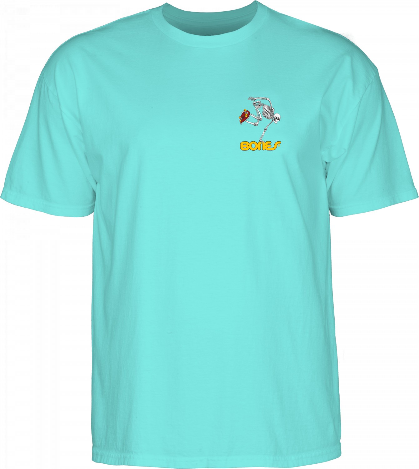 Powell Peralta BONES SKATEBOARDING SKELETON Skateboard T Shirt CELADON