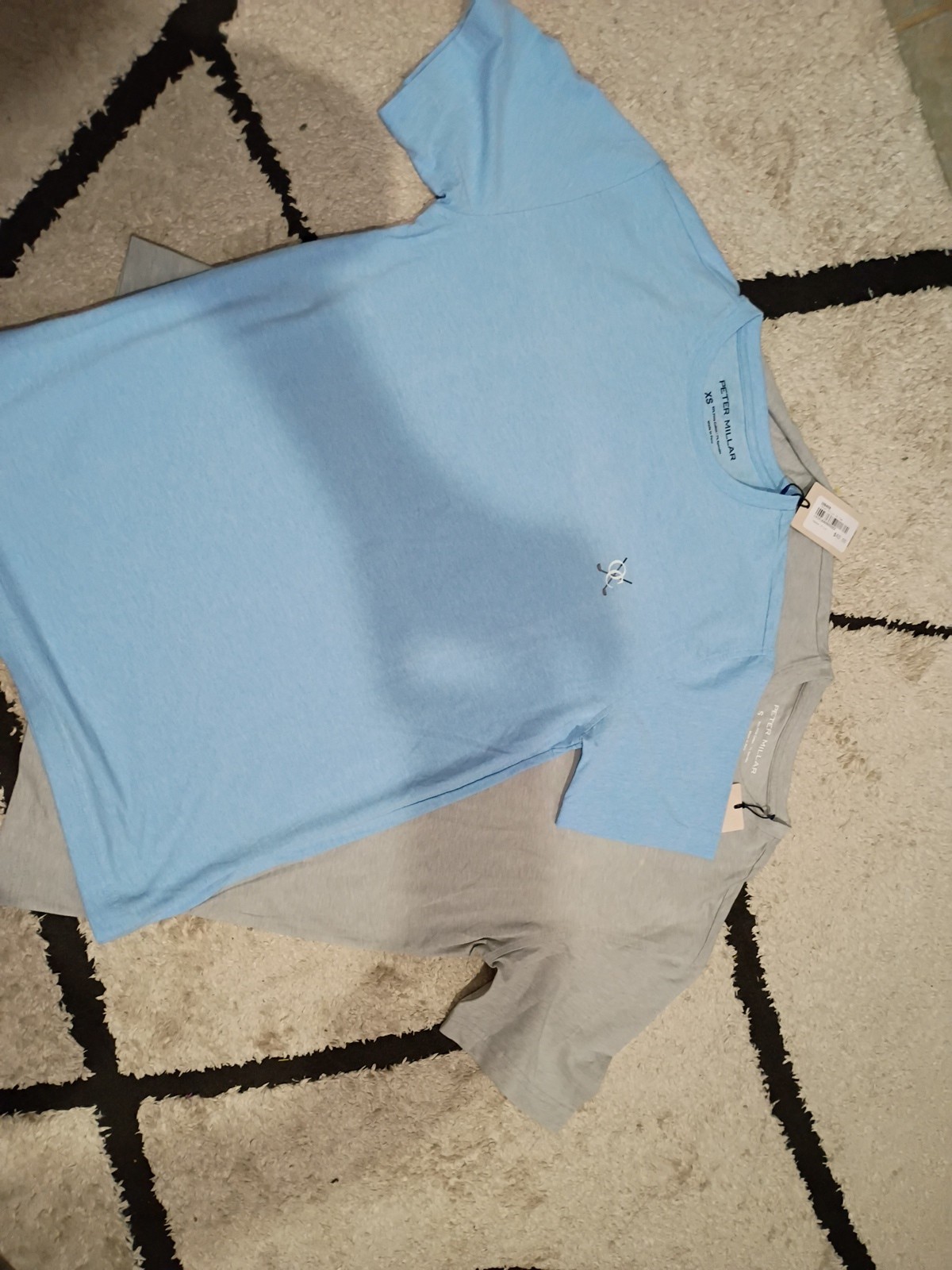 Peter Millard T-shirts Size X S And S Blue And Gray Stretchable Pima Cotton