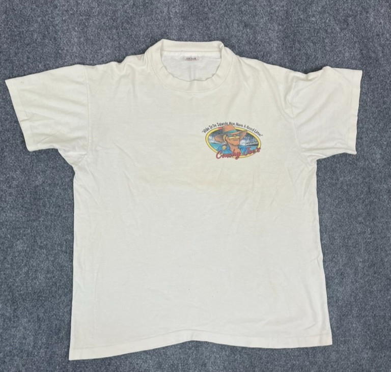 Anvil Conchy Joe’s Dark Rum Mens White Tshirt 100% Cotton Single Stitch Size L
