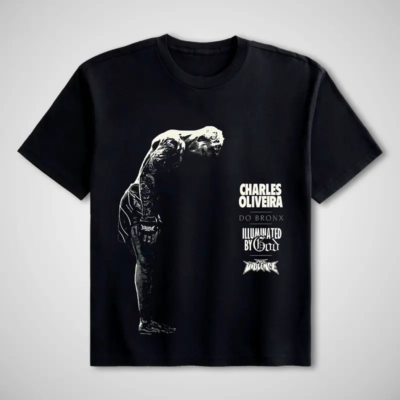 UFC Charles Oliveira-The Bow Graphic Short-Sleeve T-Shirt, Men’s Casual Cotton S