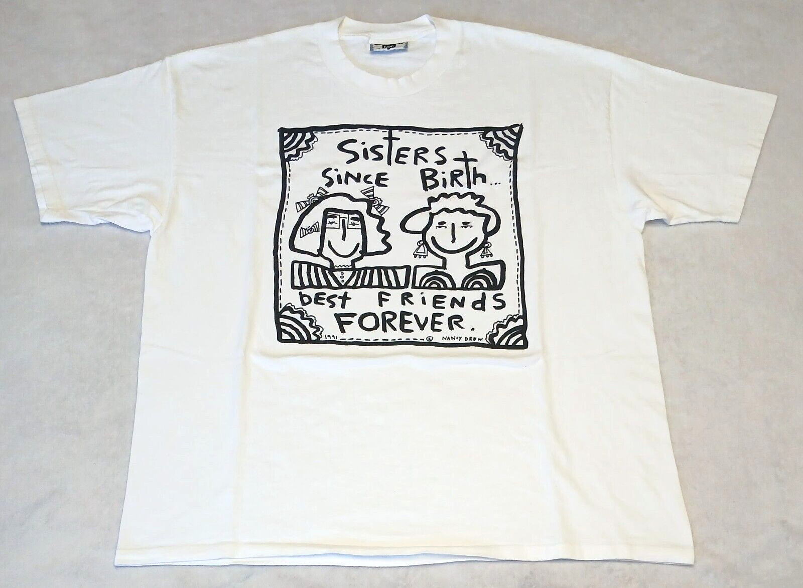 Vintage Nancy Drew T Shirt XL 1991 Lee Sisters Best Friend Forever Unisex Great