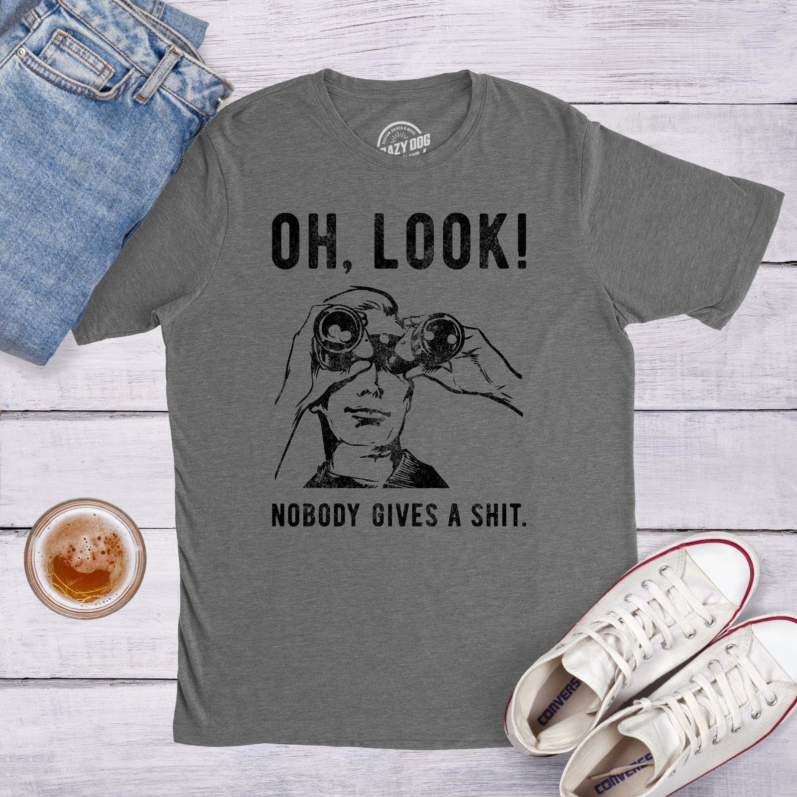 Mens Oh Look Nobody Gives A Tshirt Funny Sarcastic Mocking Novelty Graphic