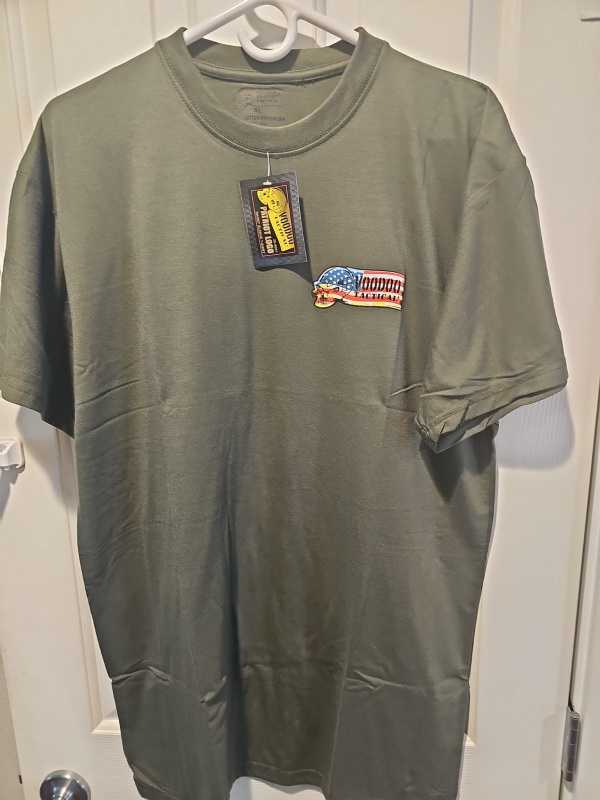 Voodoo Tactical T-Shirt Men’s XL Od Green Patriotic Ribbon Logo Cotton