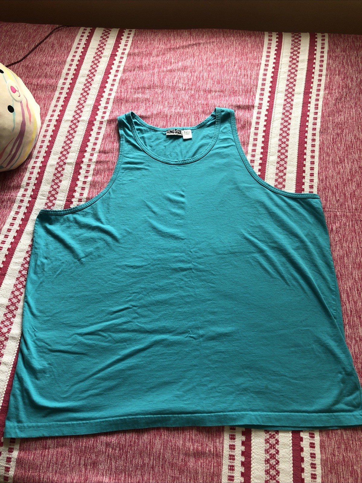 NWOT KingSize Shrink-Less Aquamarine Blue Tank Top 4XL 100% cotton