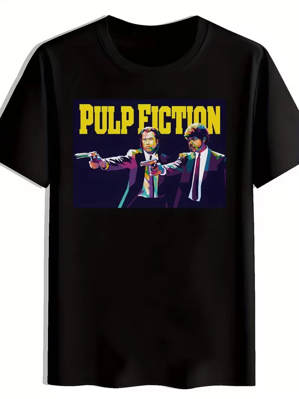 Pulp Fiction Graphic Tee Mens Vintage Movie T-Shirt Black Cotton Crew