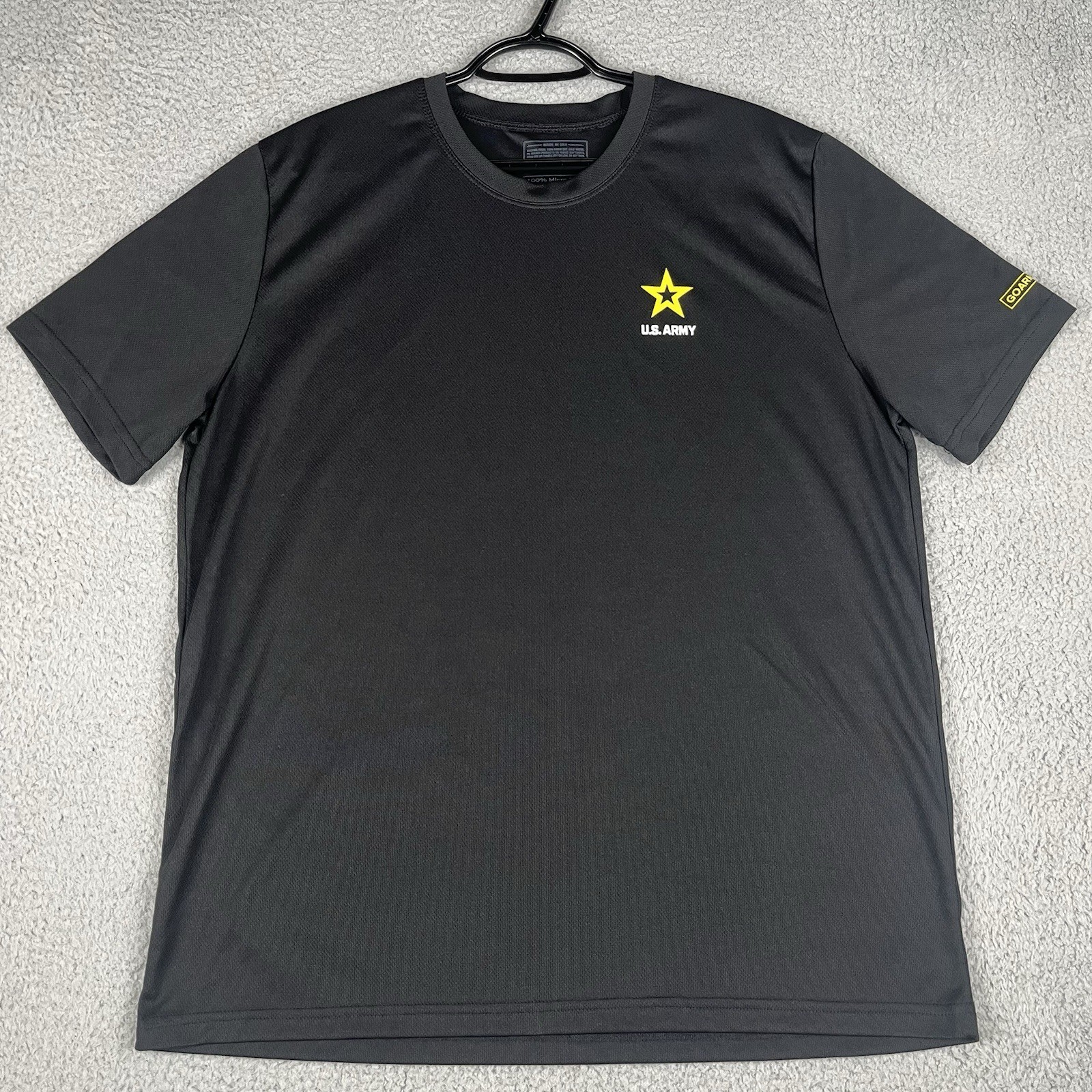 US Army Shirt Mens Large Black Star Logo Short Sleeve Lightweight Stretch USA