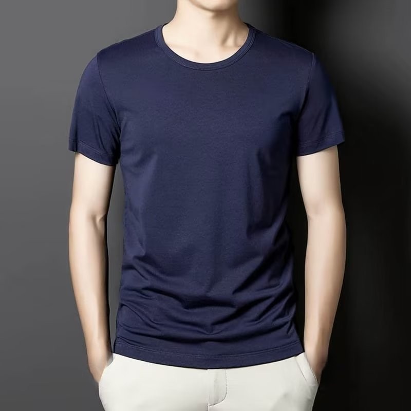 Universal Men’s Polyester Fiber Plain Crew Neck Tee Short Sleeves T-Shirt M-5XL