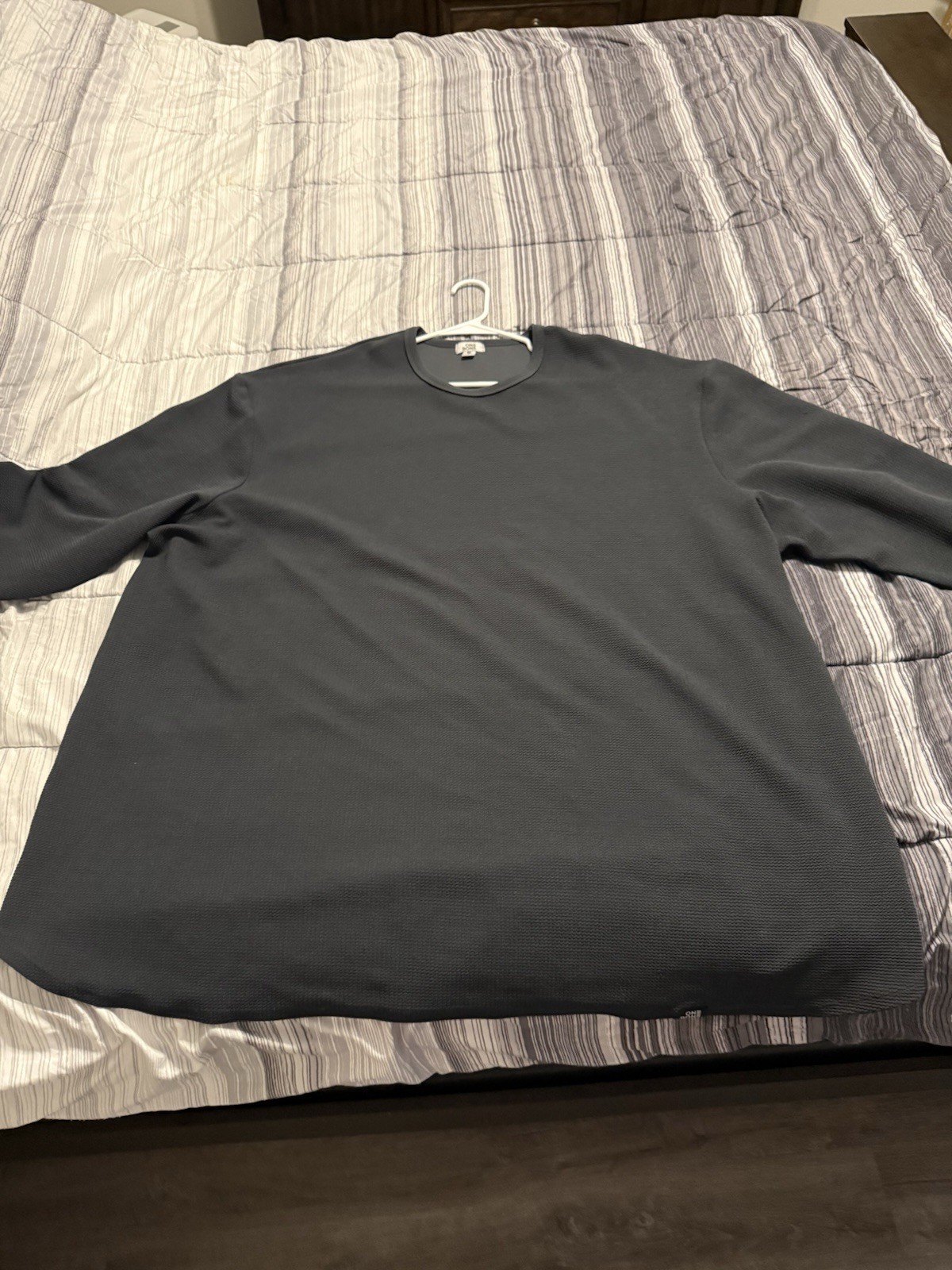 One Bone Bullet Men’s 7XL Gray Long Sleeve Shirt, Wrinkle-Free, Waffle Tee