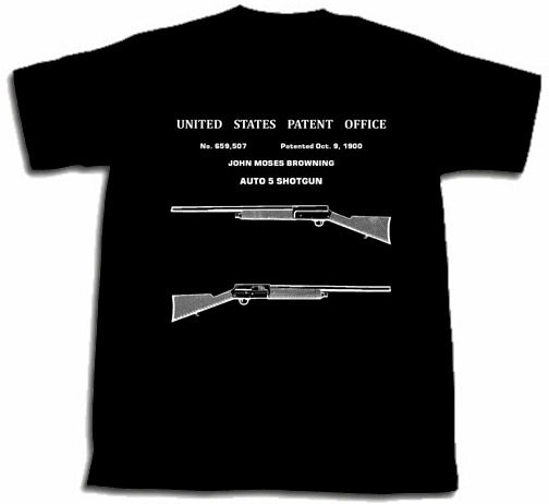 BROWNING AUTO 5 SHOTGUN PATENT SHIRT A5 TSHIRT NEW S M L XL 2XL 3XL RARE ITEM