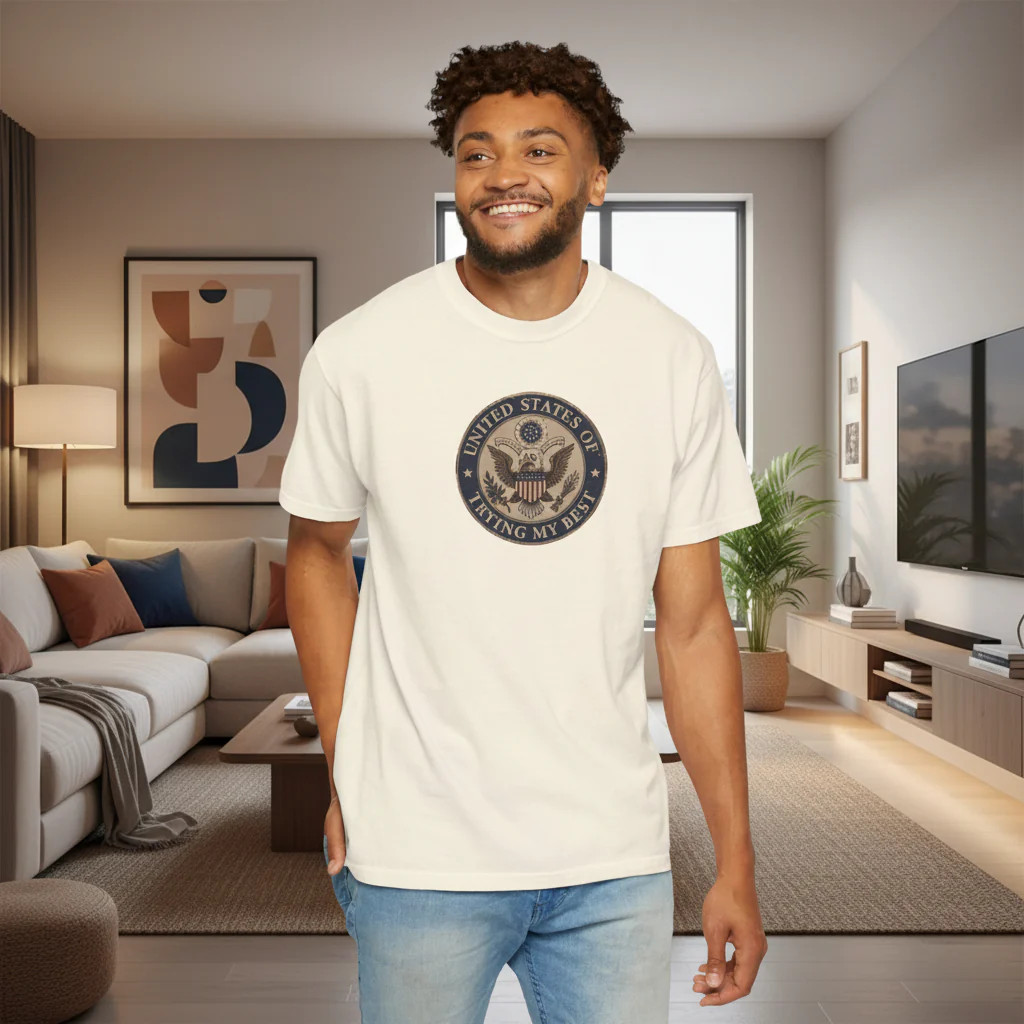 United States of Trying My Best Unisex T-shirt USA Graphic Tee Garment Dyed