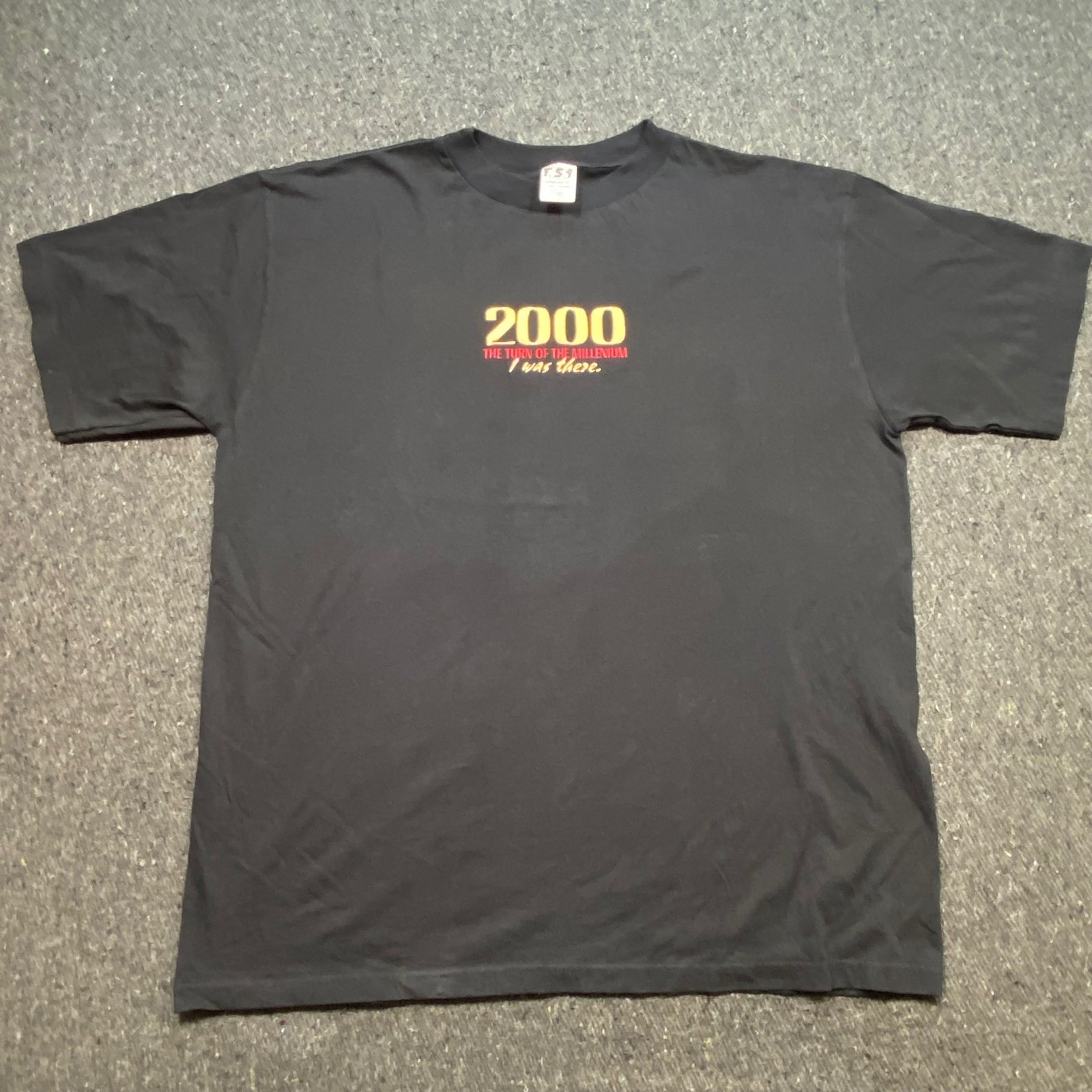 TSI 2000 Turn Of The Millennium TShirt Sz XXL Mens Black Y2K Retro Embroidery