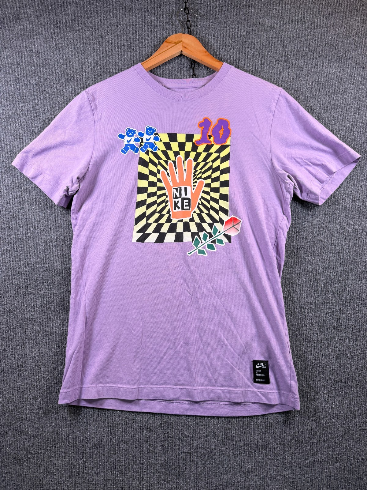 Nike NSW A.I.R GX Shirt Small Purple Graphic Printed Short Sleeve DJ1381-581