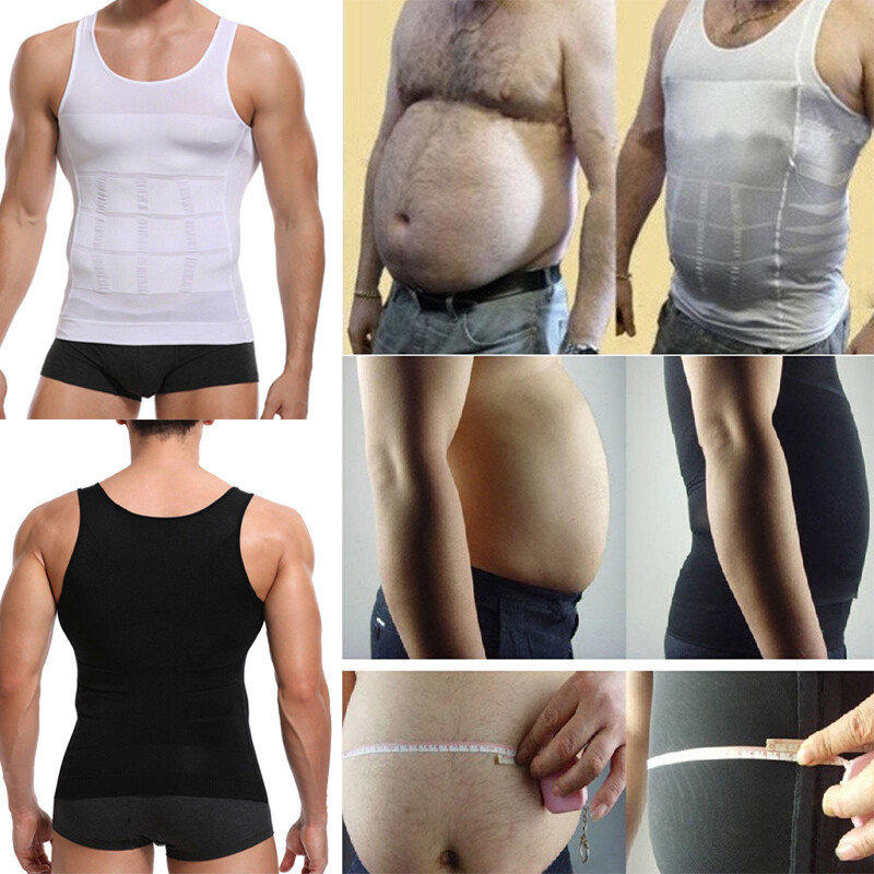 Men Slimming Body Shaper Belly Chest Compression Vest Girdle T-Shirt Tank Top US