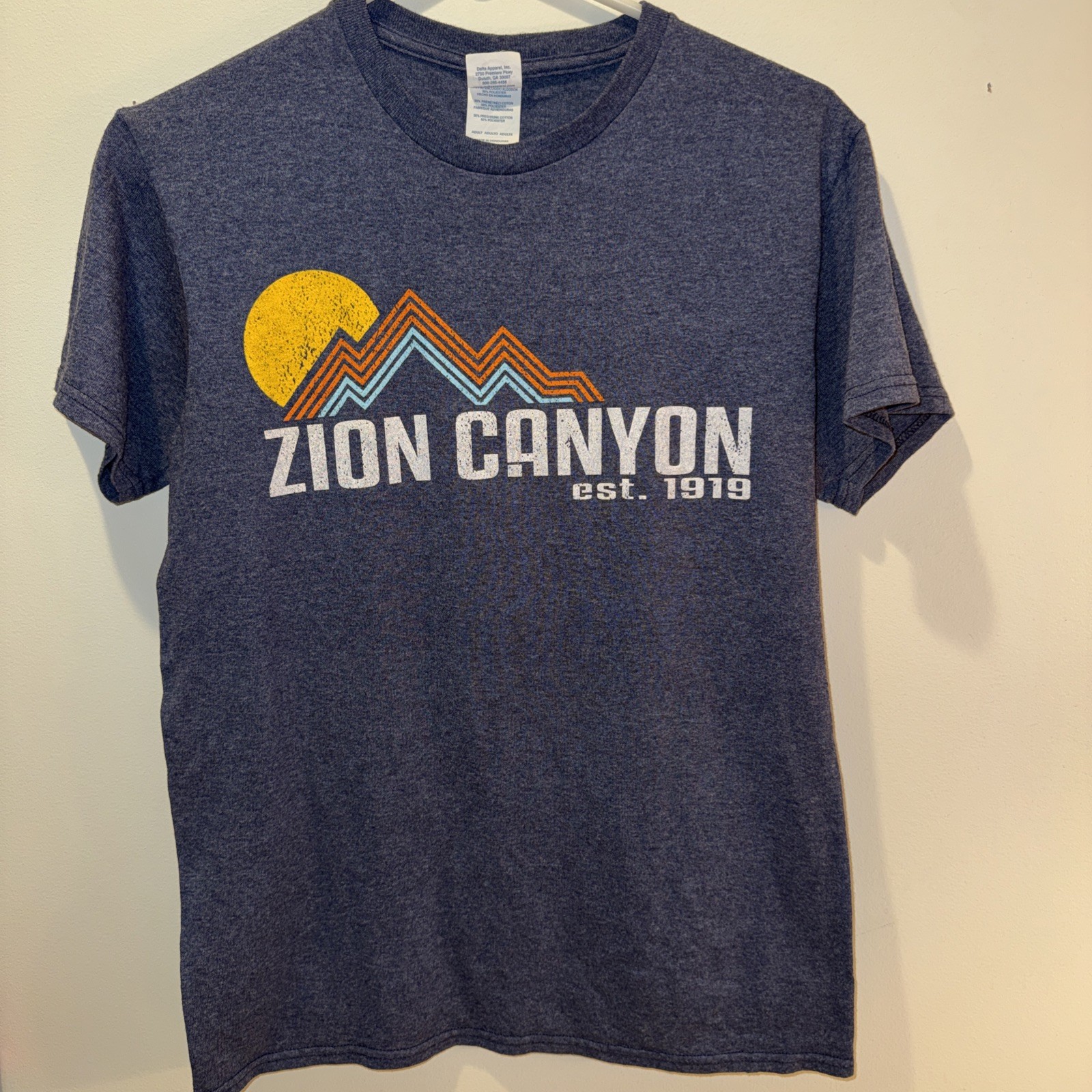 Zion Canyon Graphic Tee Delta Pro Weight Small Retro Sun Mountain Shirt
