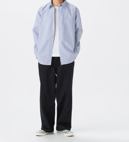 (ASK availability First) BEAMS polyester broadcloth regular collar shirt NEW